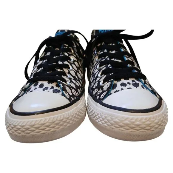 CONVERSE All-Stars Black & White (with turquoise trim) Artistic Sneakers - Picture 9 of 14